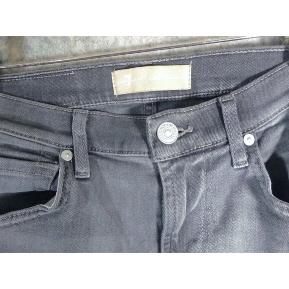 7 For All Mankind 26 Jeans High Waist Slim Kick Frayed Hem Gray - Picture 6 of 11